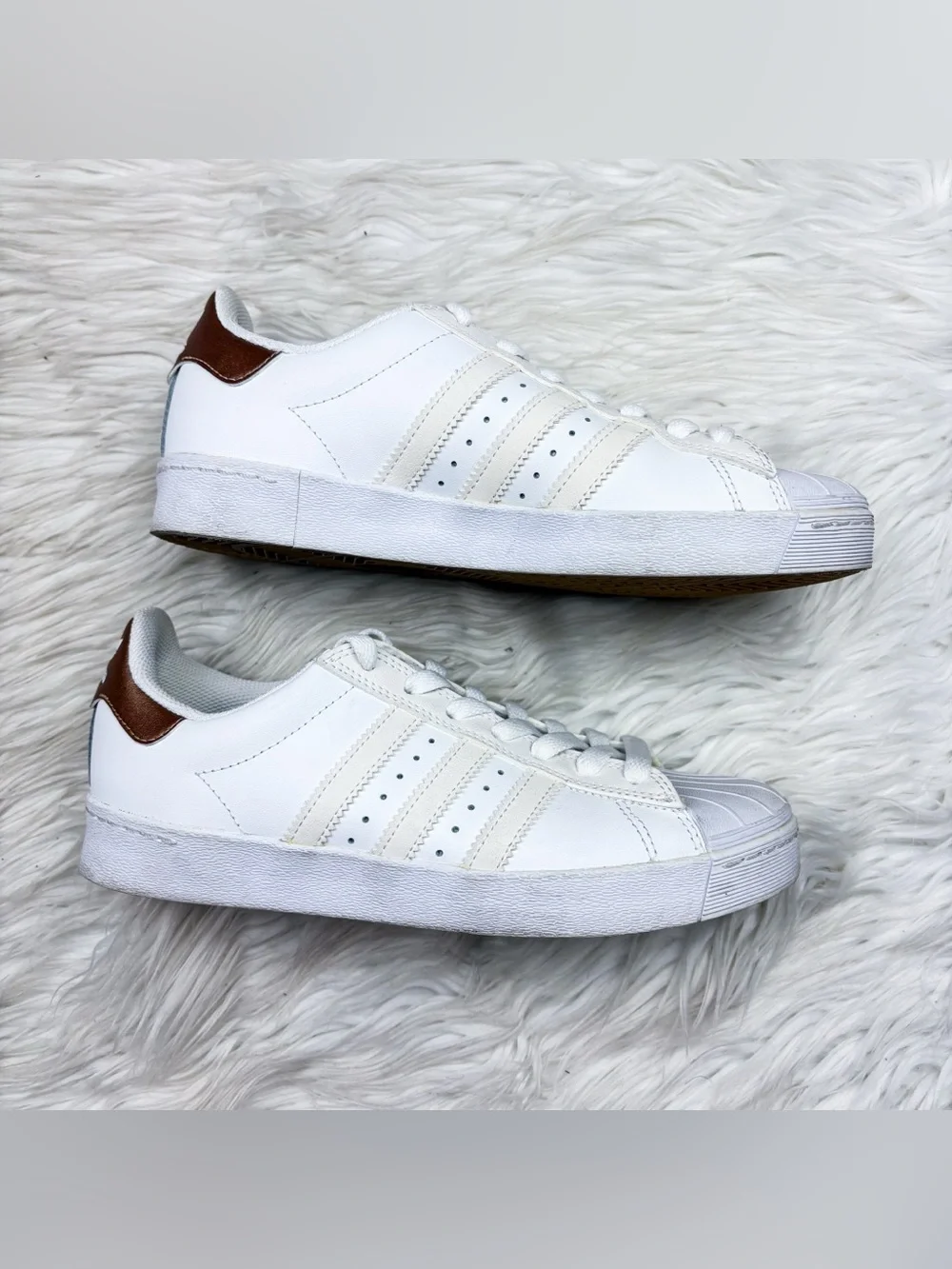 Adidas Superstar Vulc Adv Skateboarding Sneaker Shoe White Copper Womens 5.5